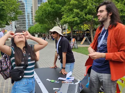 Julien Rojas does outreach for the 2024 eclipse in Dallas