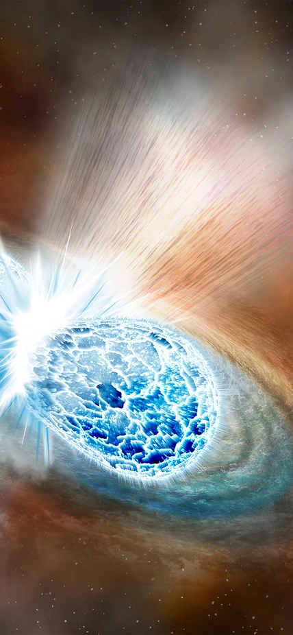 Artist's conception of neutron stars colliding, by Robin Dienel, courtesy of Carnegie Institution for Science
