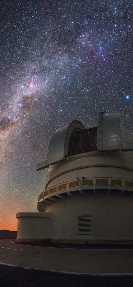The Milky Way is visible over the du Pont telescope at Carnegie's Las Campanas Observatory in Chile