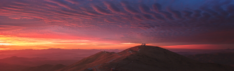 Sunset behind the Magellan telescopes