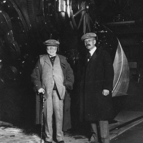 	 Andrew Carnegie and George Ellery Hale in front of the 60-inch telescope, Mount Wilson Observatory.