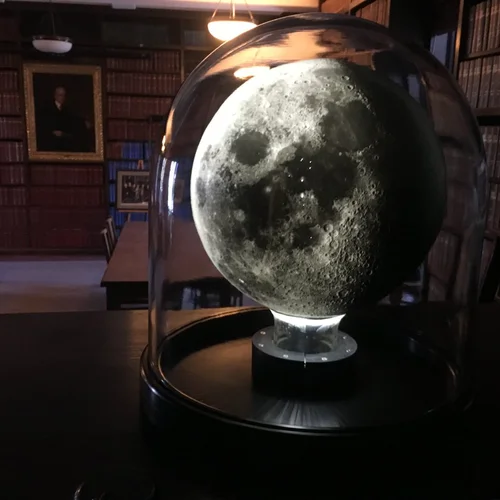 Moon globe in the Observatories library
